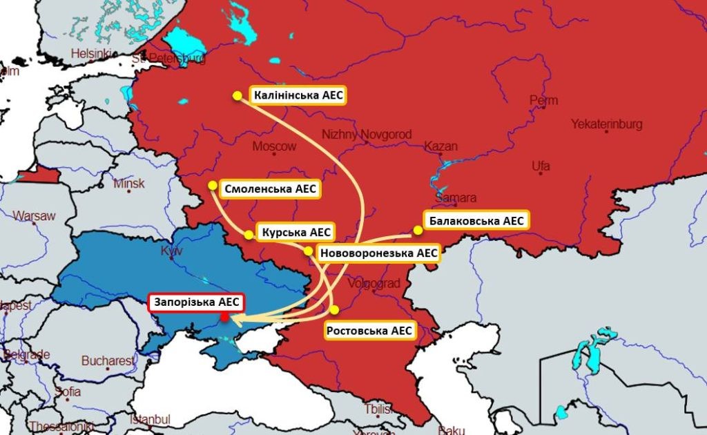 Запорізька АЕС на карті